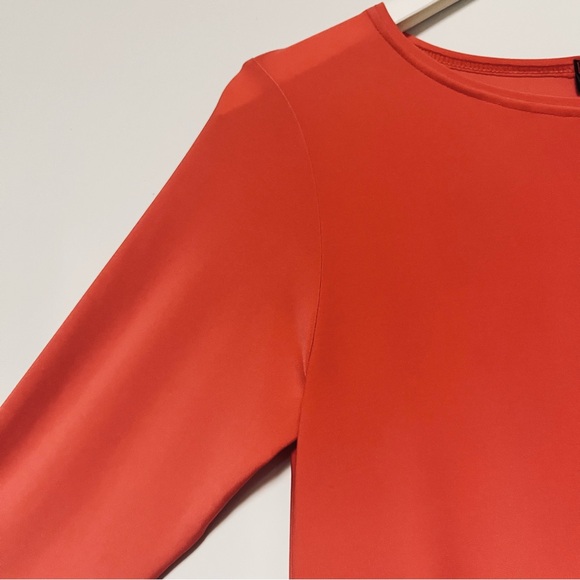 Sympli Nu Trapeze Dress Size 2 Coral Slinky Jersey Travel Knit Pockets Lagenlook - Picture 5 of 8